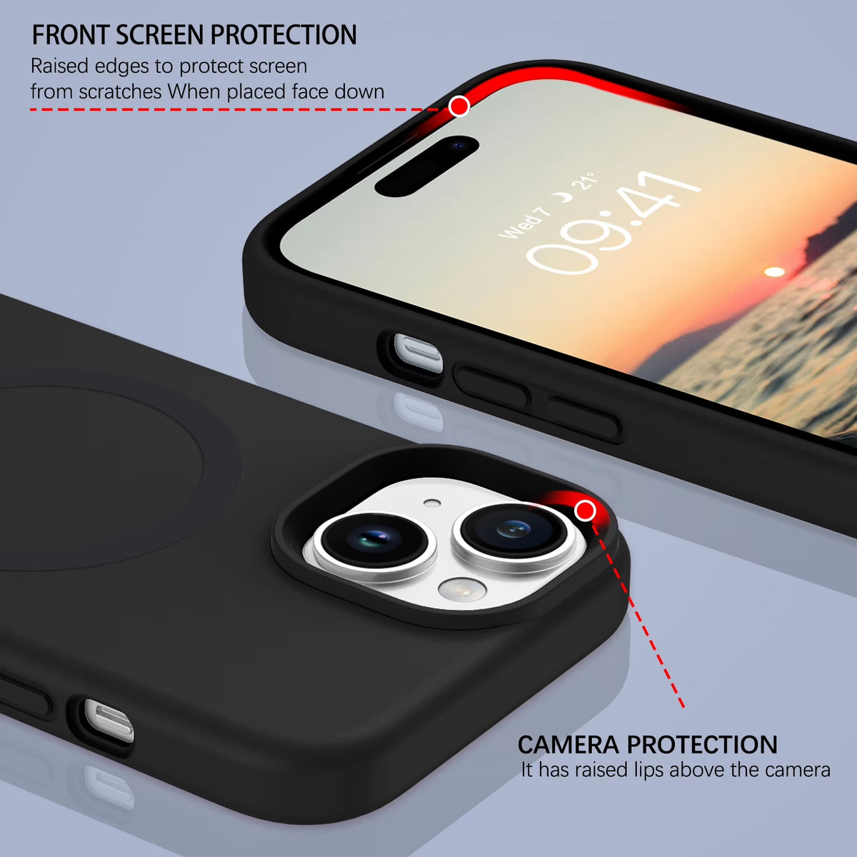 Magnetic for Iphone 13 Case & Iphone 14 Case 6.1" Compatible with Mag-Safe,Soft Liquid Silicone Gel Rubber Bumper Shockproof Protective Phone Cover for Iphone 13 & Iphone 14, Black