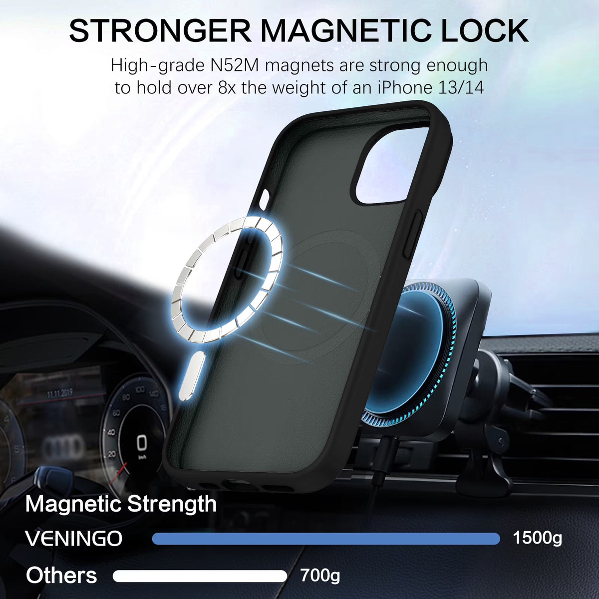 Magnetic for Iphone 13 Case & Iphone 14 Case 6.1" Compatible with Mag-Safe,Soft Liquid Silicone Gel Rubber Bumper Shockproof Protective Phone Cover for Iphone 13 & Iphone 14, Black