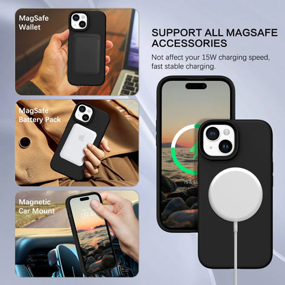 Magnetic for Iphone 13 Case & Iphone 14 Case 6.1" Compatible with Mag-Safe,Soft Liquid Silicone Gel Rubber Bumper Shockproof Protective Phone Cover for Iphone 13 & Iphone 14, Black