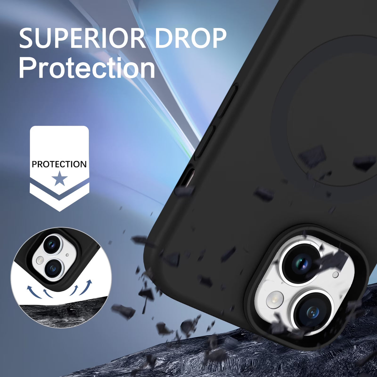 Magnetic for Iphone 13 Case & Iphone 14 Case 6.1" Compatible with Mag-Safe,Soft Liquid Silicone Gel Rubber Bumper Shockproof Protective Phone Cover for Iphone 13 & Iphone 14, Black