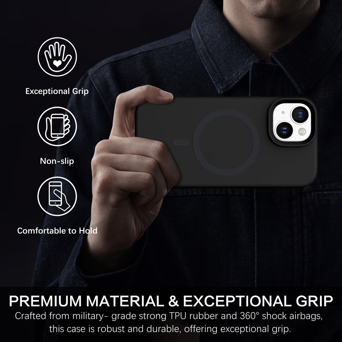 Magnetic for Iphone 13 Case & Iphone 14 Case 6.1" Compatible with Mag-Safe,Soft Liquid Silicone Gel Rubber Bumper Shockproof Protective Phone Cover for Iphone 13 & Iphone 14, Black