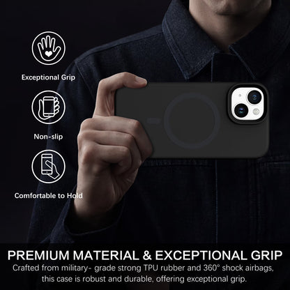 Magnetic for Iphone 13 Case & Iphone 14 Case 6.1" Compatible with Mag-Safe,Soft Liquid Silicone Gel Rubber Bumper Shockproof Protective Phone Cover for Iphone 13 & Iphone 14, Black